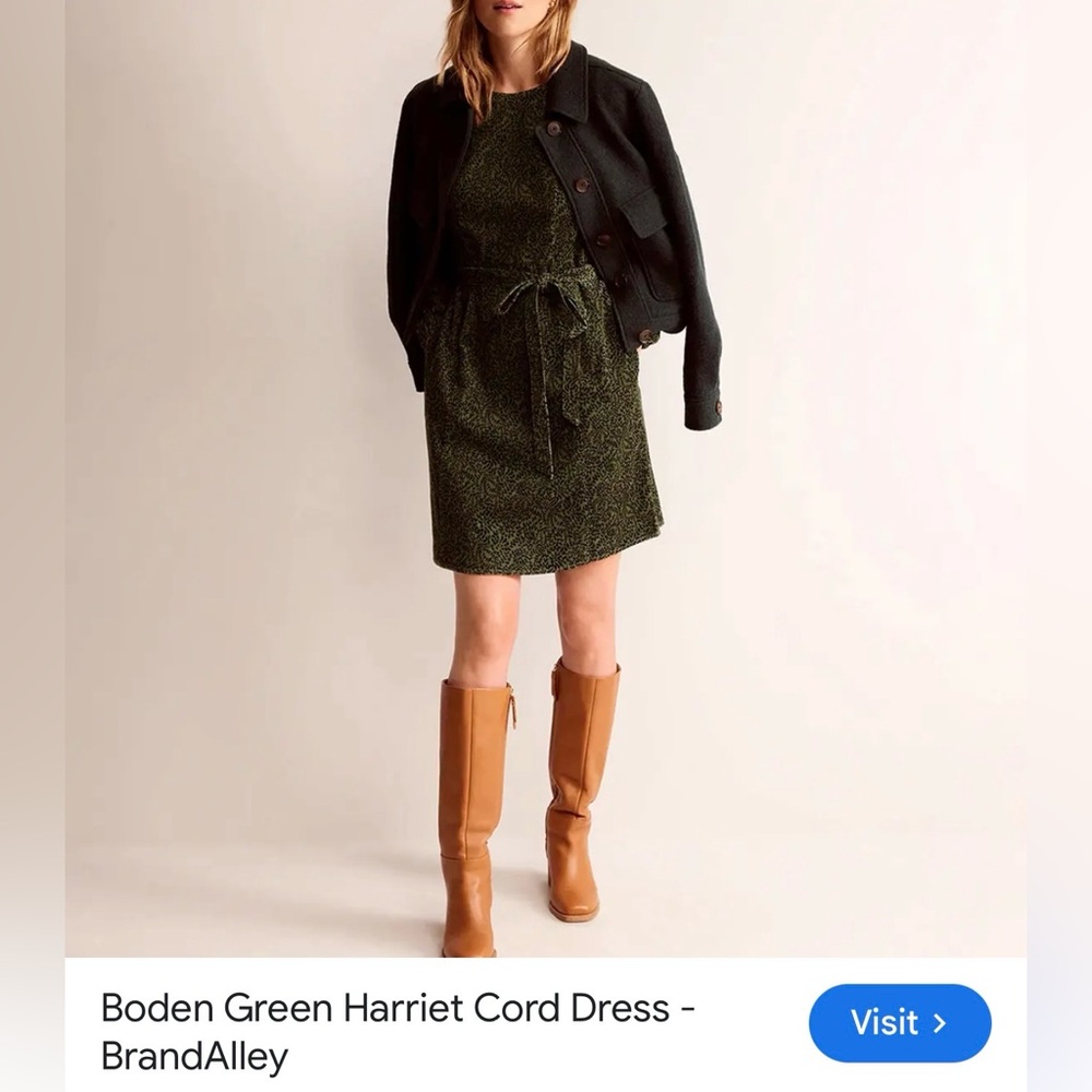 Boden Black and Green Long Sleeve Dress